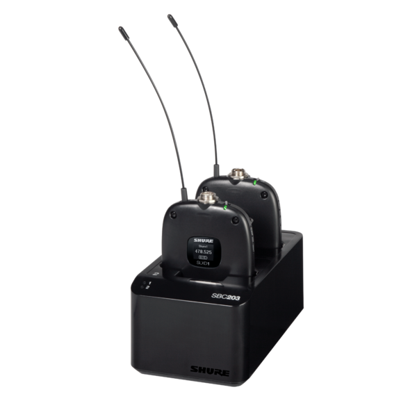 SBC203-US DUAL DOCKING CHARGER FOR 2 SLXD OR TRANSMITTERS SB903 RECHARGEABLE BATTERIES- US PWR SUPPLY INCLUDED